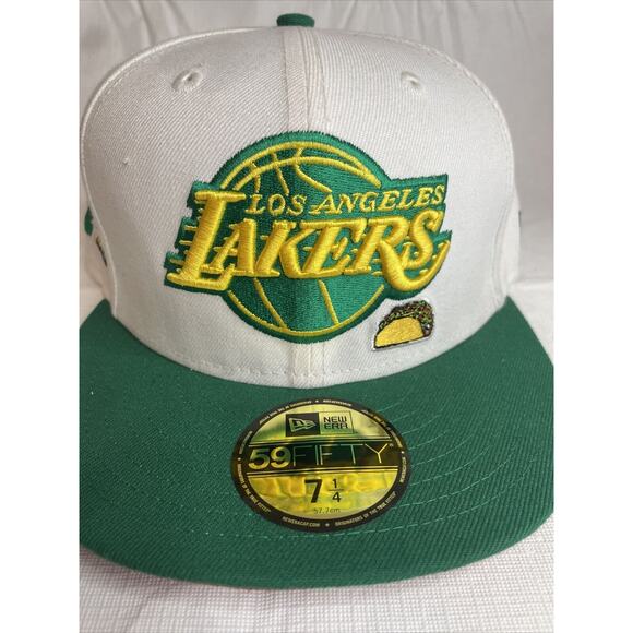 Los Angeles Lakers 7 1/4 White Green Taco Hat NWT - Picture 1 of 7